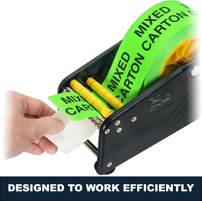 MDJ by Excell Manual Label Sticker Dispenser with 4 Suction Cups Base for Tabletop, Adjustable Holder for Multiple Rolls for Office, Home, School, Warehouse, Easy Peel Off, Fits up to 3" Wide Labels - Image 5