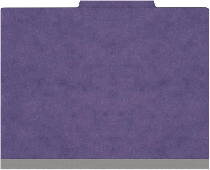 25 Pt. Pressboard Classification Folders, 2/5 Cut ROC Top Tab, Letter Size, 1 Divider, Purple (Box of 10) - Image 3