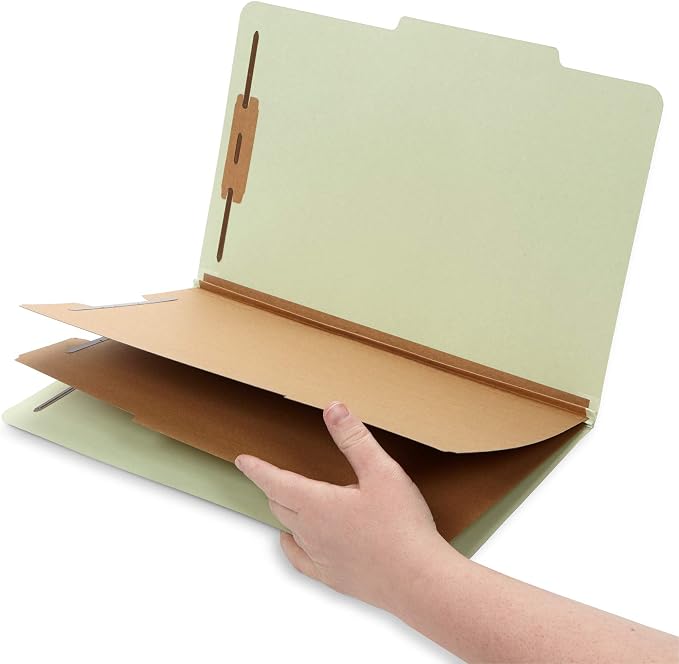 Blue Summit Supplies 30 Gray Green Classification Folders, 2 Divider, Legal | Heavy duty 25pt pressboard, 2 dividers, 6 partitions, 2 in expansion, 2 prong, legal charts, law client files - Image 6