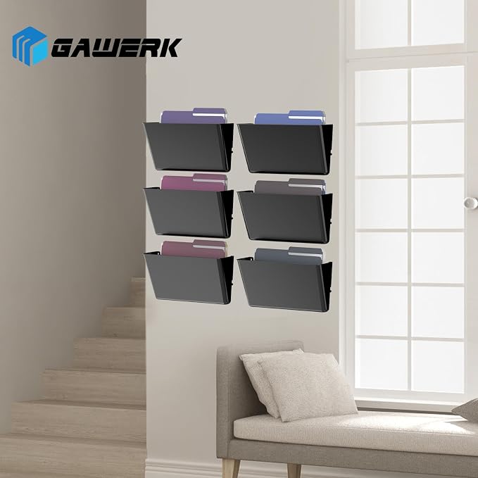 Gawerk Clear Acrylic Single Pocket, Plastic Hanging Wall Mount File Holder for Office Home (Black, 8 Pack) - Image 6