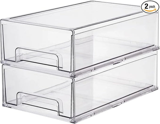 Clear Plastic Storage Drawer Organizer Bins, Perfect for Kitchen Organization or Pantry Organization and Storage, Fridge Drawer Organizer Bins, Pantry Storage and Organization Bins by ShelfShaper