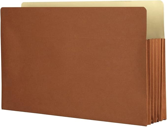 The File King 5.25" Expanding Accordion File Folder, Letter Size, Box of 10 | Red Rope Exterior | Manila Interior | Straight-Cut Tab | For Law, Accounting & Business Filing | Made in USA by TheFileKing