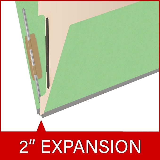 Heavy Duty End Tab Color Folders, 2/5 Cut ROC Top Tab, Letter Size, 1 Divider, Green (Box of 10) - Image 7