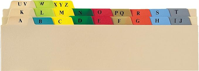 Plastic Alphabet Divider Set, 21-Tab, Multi-Color, Case of 10 | Heavy Duty, for Side-Opening 3-Ring Binders, 1614-00CS - Image 3