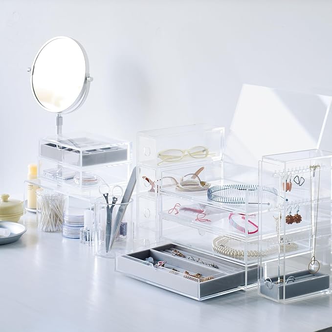 MUJI Acrylic Stackable 2 Drawer Sorage Case with Lid, Small, 17.5 cm Width x 13 cm Depth x 9.5 cm Height - Image 2