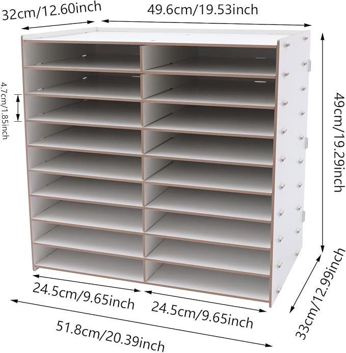 Desktop Organizer, Vertical Desktop Sorter, Literature Organizer Sorter Paper Organizer Storage File Sorter Mail Center Magazine Holder, Classroom Mailbox Paper Storage (18 Compartment-White), Blue - Image 4