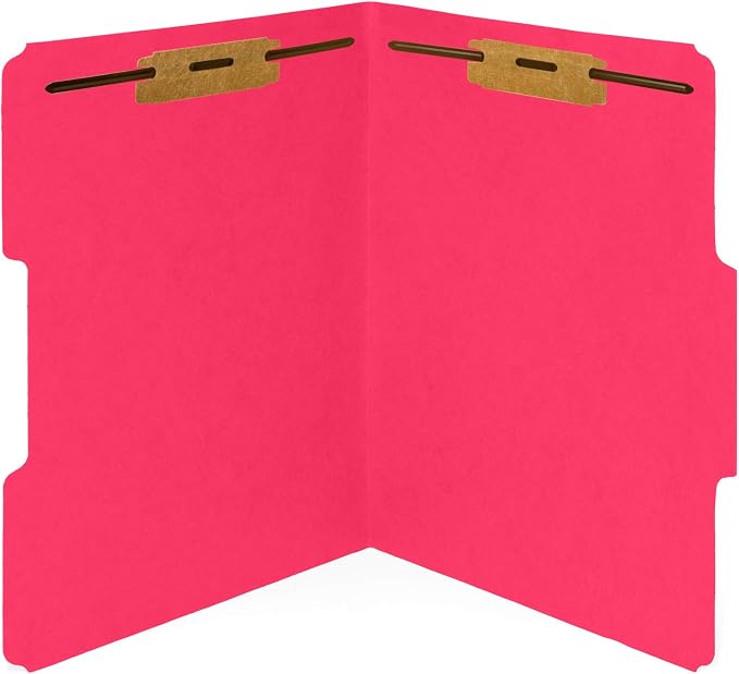 Blue Summit Supplies 50 Red Fastener File Folders, Letter, 2 Prong | Durable 11pt red paper, letter size, 1/3 cut reinforced tabs, bonded 2 prong fasteners, medical, law and office files - Image 4