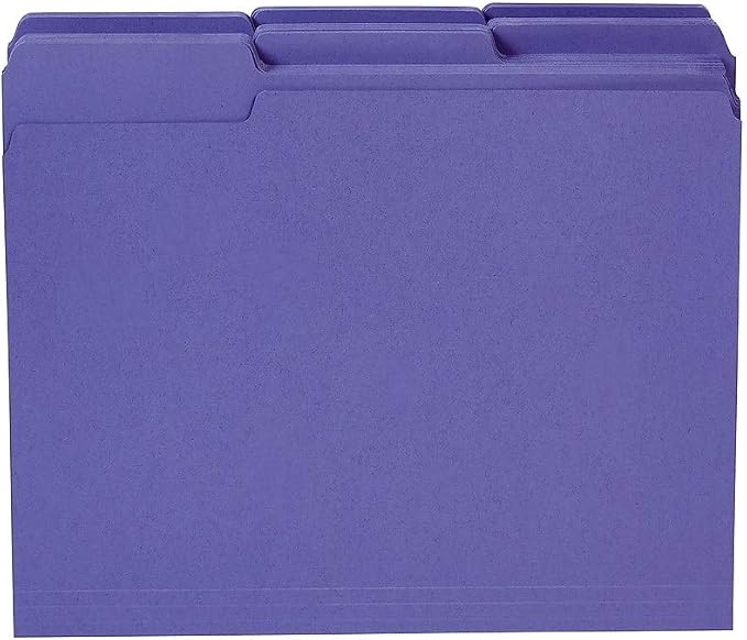 Staples Reinforced File Folders, 1/3-Cut Tab, Letter Size, Purple, 100/Box (ST508945-CC) - Image 4