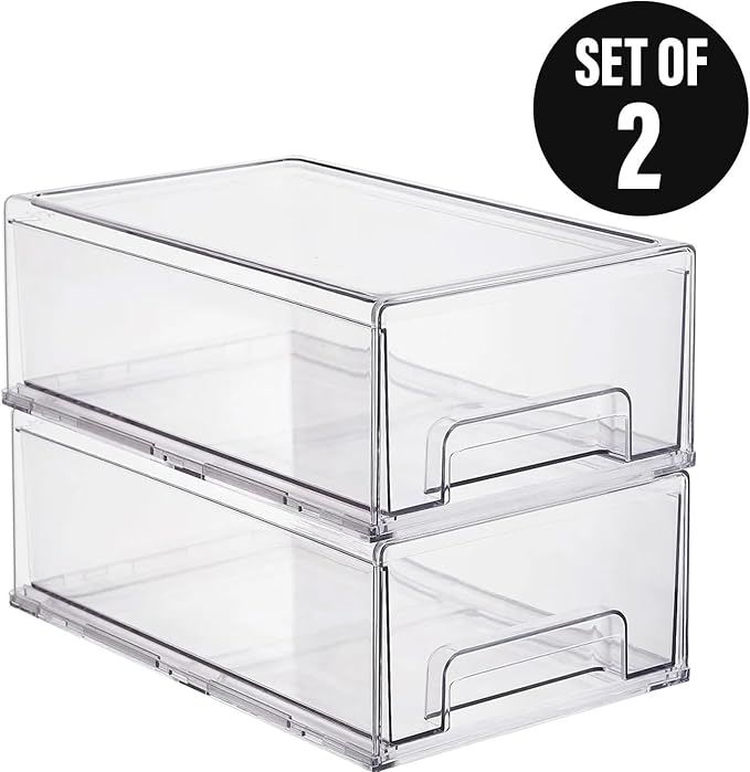 Clear Plastic Stackable Storage Drawers Bins, Perfect for Kitchen Pantry Organization and Storage, Under Sink Organizer, Pull Out Cabinet Organizer, Makeup, Bathroom Storage Containers for Organizing - Image 7
