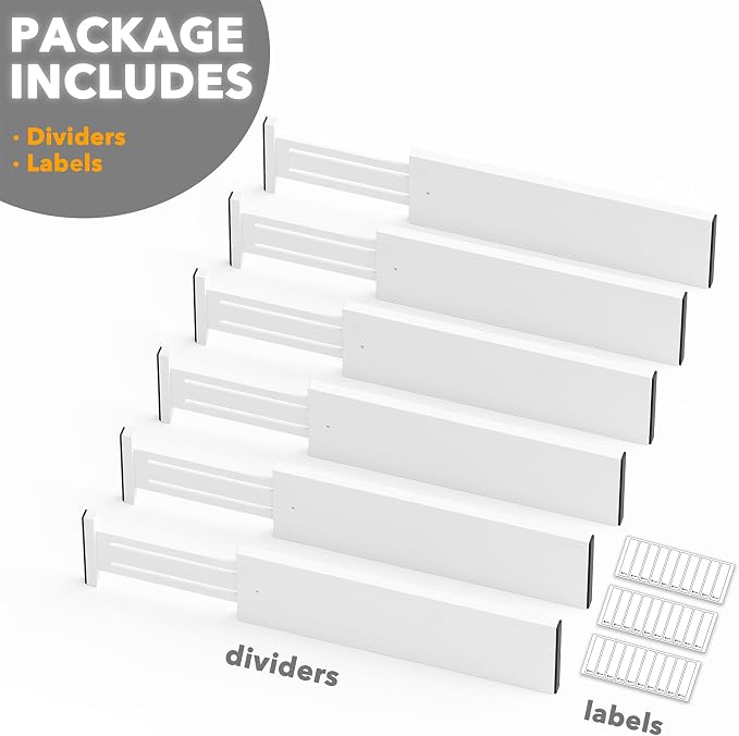SpaceAid Bamboo Dresser Drawer Dividers 6 Pack, 4.65“ High Adjustable 17“-22” Drawer Organizers, Expandable Organization for Clothing, Clothes, Dressers, White - Image 7