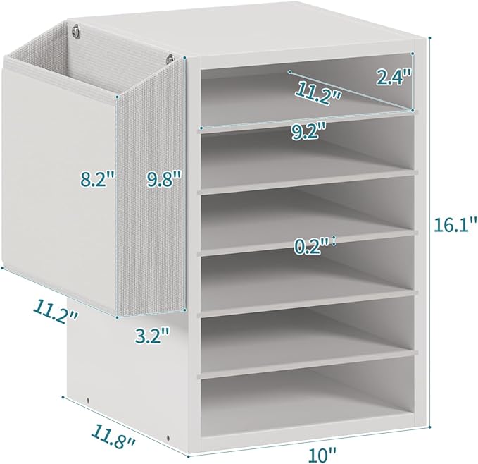 Unionly 6 Tier Adjustable Mail Sorter,Wood Paper Organizer for Class,Office | Office Mailbox with name slot,Literature Organizer with side pocket,Wooden File Storage Organizer for school,classroom,office - Image 5