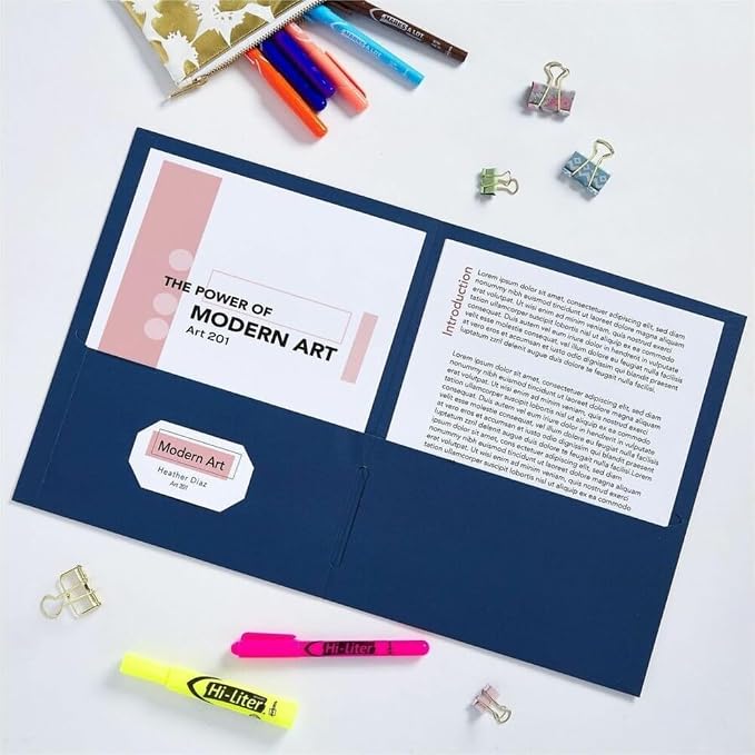 Avery Two Pocket Folders, Holds up to 40 Sheets, Business Card Slot, Case Pack of 125 Assorted Folders (47993) - Image 3