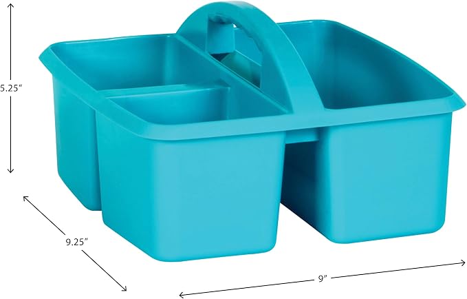 Teacher Created Resources Teal Portable Plastic Storage Caddy 6-Pack for Classrooms, Kids Room, and Office Organization, 3 Compartment - Image 3