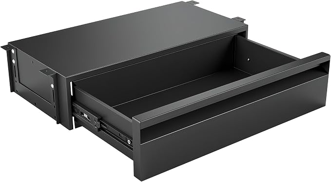 POPMOON 16.6" Under Desk Drawer, Adjustable Pull-Out Storage Organizer | Carbon Steel Under Table Drawer with 5 Height Settings, Smooth Slide Rails, Fit Flat Wooden & Standing Desks, Hold 33 Lbs by POPMOON