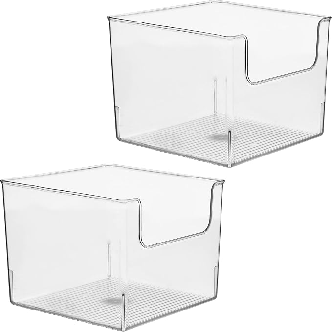 iDesign Open-Front Storage Bin, Set of 2, Clear | For Kitchen, Pantry, Bathroom, Office, Made in USA - Image 8