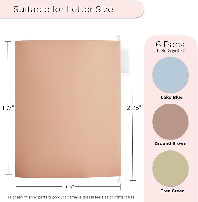Y YOMA Letter Size - 6 Pack Extra Capacity Hanging File Folders Accordion Decorative File Folder Cute Colored Hanging Folder Organizer for Office Home with 1/5-Cut Adjustable Tabs, Natural Color - Image 4