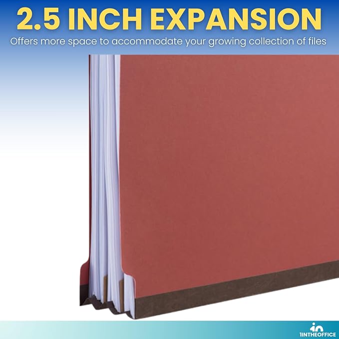 1InTheOffice Classification Folders 2 Dividers Letter Size, Brick Red Pressboard Classification Folders, Letter Size, 2.5 Extension, 20 Pack - Image 4