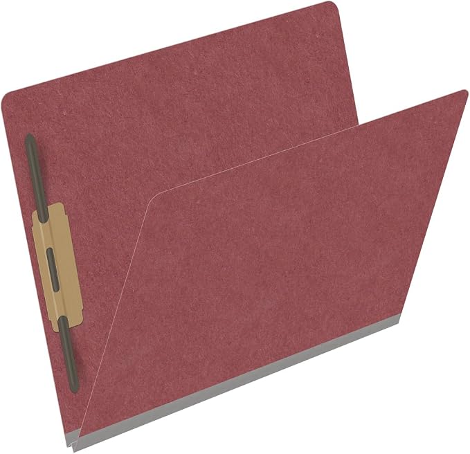 End Tab Pressboard Folders, Letter Size, 2" exp, Fasteners Pos #1 & #3, Dark Red (Box of 25) - Image 2