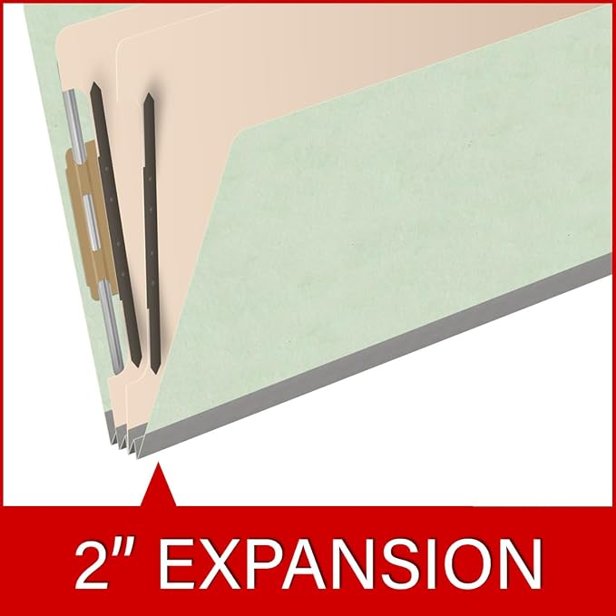 25 Pt. Pressboard Classification Folders, 2/5 Cut ROC Top Tab, Legal Size, 2 Dividers, Pale Green (Box of 10) - Image 7