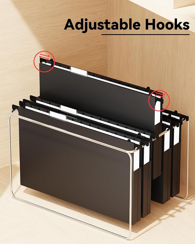 Ansook 24 Pack Plastic Legal Hanging File Folders,1” & 2" Expanding Accordian Pocket,Heavy Duty for Filing Cabinet,Insertable Tabs,Black Legal Size Hanging Folders,Hard and Durable Hang Folders,Black - Image 8