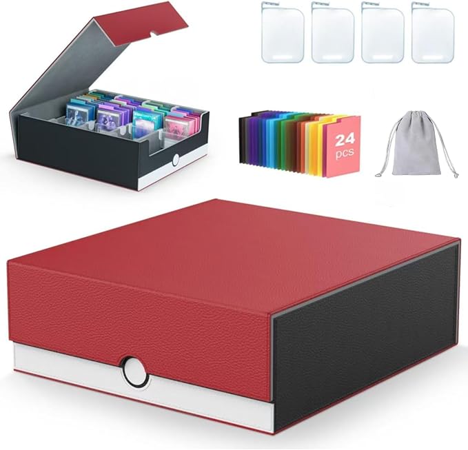 4-Row【3200+】 Trading Card Storage Box, Card Organizer Holder with 24 Dividers, Case Fit for MTG TCG Magic Commander Deck Playing Cards, Deck Box for Sport Card by ENTUMODirect