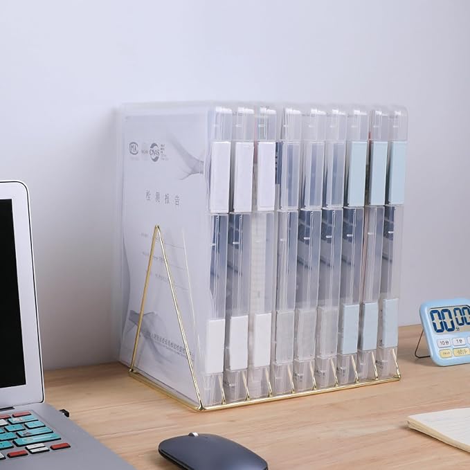 LonlyEagle 12 Pcs Clear A4 File Portable Project Case, Plastic Storage Box for 8.5" x 11" Letter Paper, Scrapbook Paper Storage Boxes Documents Magazines Holder - Image 3