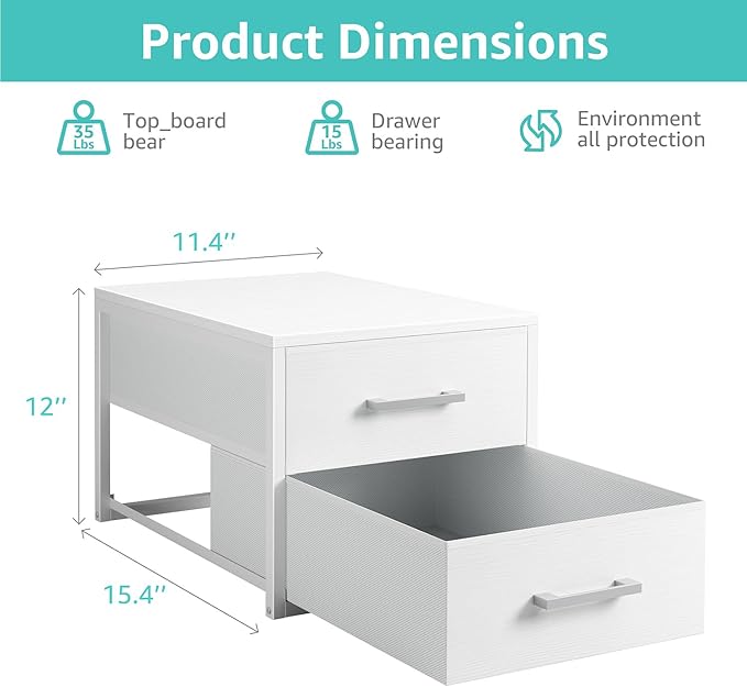BOLUO Stackable Storage Drawers Closet Organizers and Storage Fabric White 2 Drawer Dresser for Bedroom Modern - Image 3