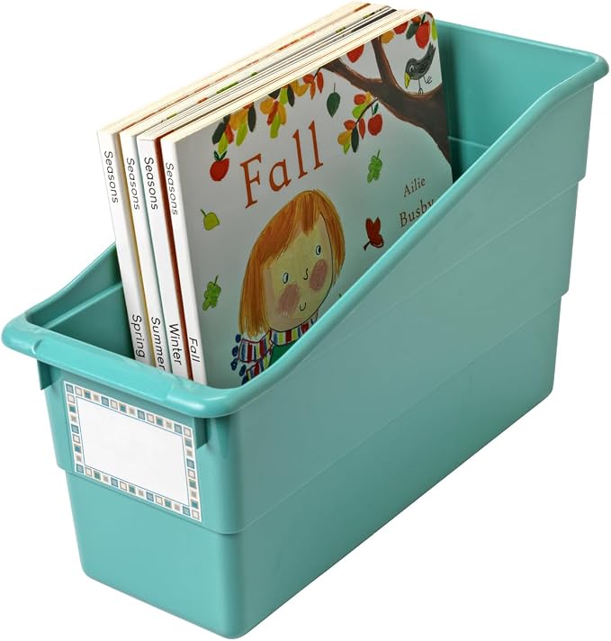 Really Good Stuff Durable Book & Binder Holders 12-Pack, Water | Folder & File Plastic Holders Ideal for Narrow or Vertical Storage Needs, Instantly Color Code Your Classroom - Image 3