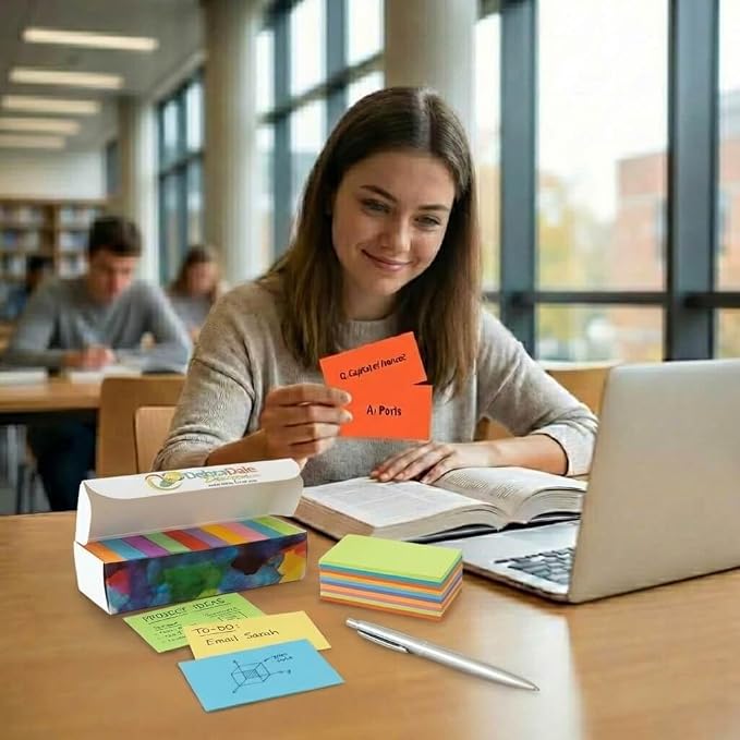 Mini Flash Cards 1000 Pack, Neon Study Cards for Active Recall, USA Made | Color-Coded Learning Cards for Vocabulary, Nursing School, Language Learning, Memory Retention & Exam Prep - Image 2