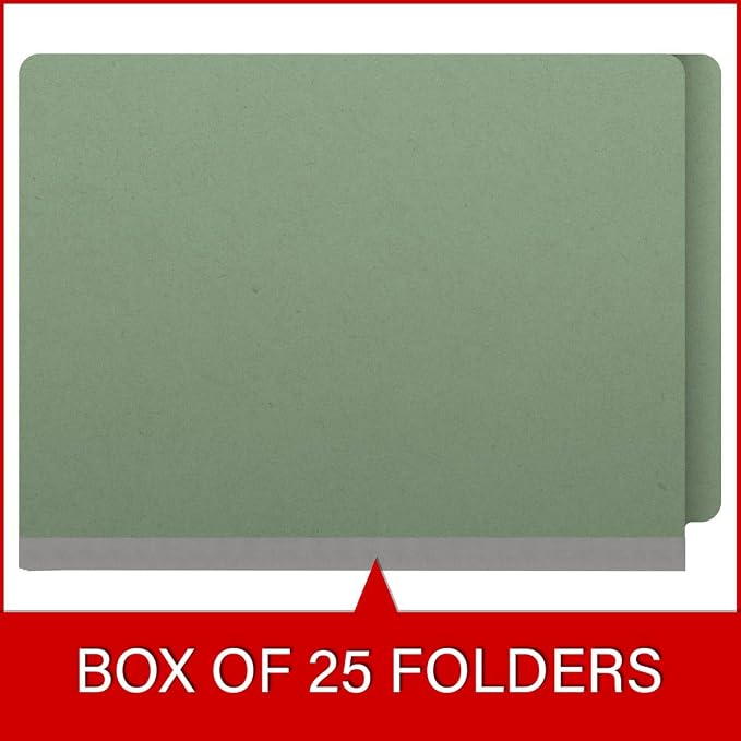 End Tab Pressboard Folders, Letter Size, 2" exp, Fasteners Pos #1 & #3, Green (Box of 25) - Image 6