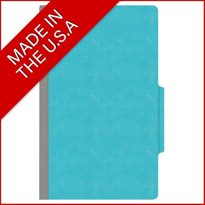 18 pt Heavy Duty Top Tab Color Folders, 2/5 Cut ROC Top Tab, Legal Size, 2 Dividers, Light Blue (Box of 10) - Image 5