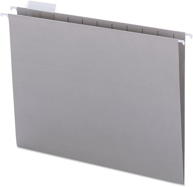Smead Colored Hanging File Folder with Tab, 1/5-Cut Adjustable Tab, Letter Size, Gray, 25 per Box (64063) (Pack of 1) - Image 2