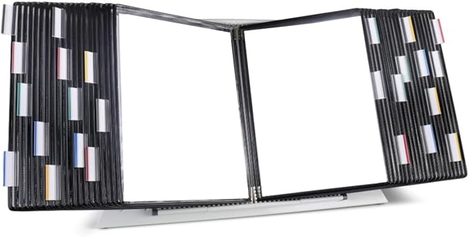 Tarifold Desktop Reference Display System, 40 Pockets, Expandable, Black | 40 Double-Sided PVC Pockets, Holds 80 Letter-Size Sheets, Sturdy Metal Base, Quick-Find Indexing, Quick and Easy to Assemble by TARIFOLD