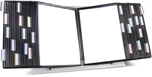 Tarifold Desktop Reference Display System, 40 Pockets, Expandable, Black | 40 Double-Sided PVC Pockets, Holds 80 Letter-Size Sheets, Sturdy Metal Base, Quick-Find Indexing, Quick and Easy to Assemble by TARIFOLD