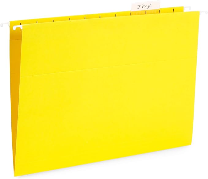 Blue Summit Supplies 50 Hanging File Folders, Letter Size, Yellow | Reinforced letter size, 1/5 cut tabs, plastic tabs and inserts included, for filing cabinet, home, and office - Image 8