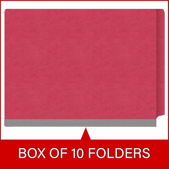 Ecom Folders Heavy Duty Top Tab Classification Folders | Letter Size 18 Pt Stock with 1 Divider | 2/5 Cut Right Position Tab for Medical, Legal and Office Documents | Red, Box of 10 - Image 6