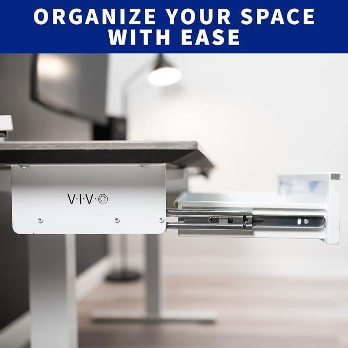 VIVO White 16 x 9 inch Under Desk Slide Out Drawer, DESK-AC03A-W | No Shell, Sturdy Steel Design, Under Desk Storage, Workstation Organizer for Home Office, Holds 11 lbs - Image 9
