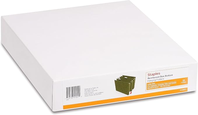 Staples Reinforced Box Bottom Hanging File Folder, 2" Expansion, 1/5-Cut Tab, Letter Size, Standard Green, 25/Box - Image 4