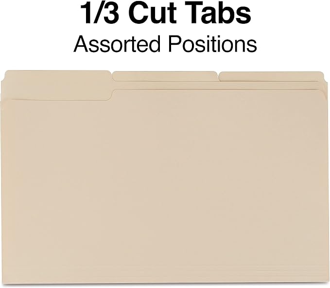 Staples File Folders, Legal Size, 1/3‑Cut Tabs, Manila, Durable Paper Stock, 200/Carton - Image 5