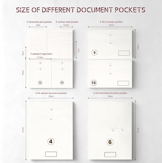 JOYCE Important Document Organizer 14 Expanding Pockets,Rose Red | Waterproof leather binder with 13 Card Slots for Passports, Birth Certificates, Tax Files and Wills - Image 4