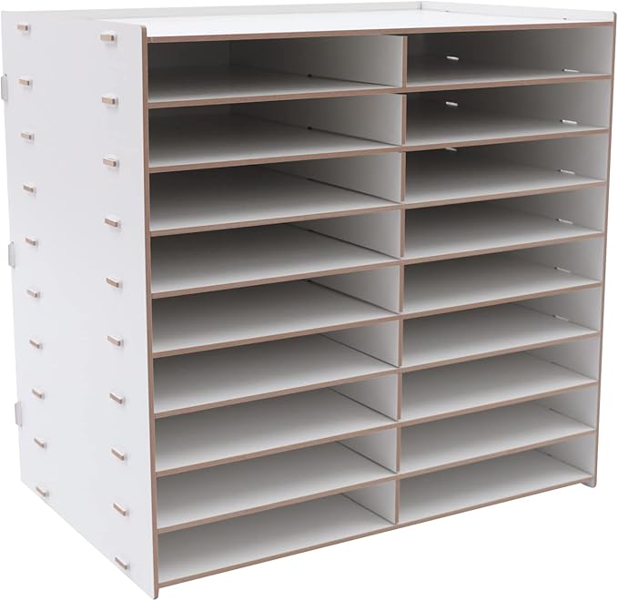 Desktop Organizer, Vertical Desktop Sorter, Literature Organizer Sorter Paper Organizer Storage File Sorter Mail Center Magazine Holder, Classroom Mailbox Paper Storage (18 Compartment-White), Blue - Image 6