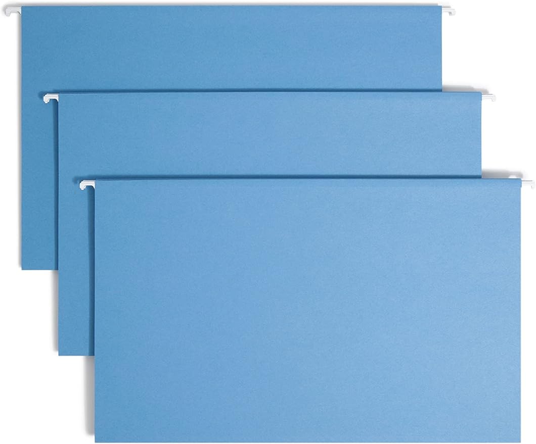 Smead Hanging File Folder with Tab, 1/5-Cut Adjustable Tab, Legal Size, Blue, 25 per Box (64160) by SMEAD