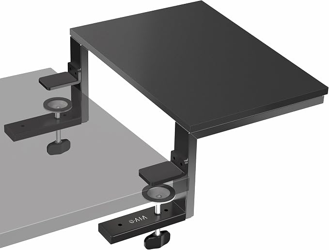 VIVO Clamp-on 15 inch Desk Extension Shelf for Gaming Devices, Ergonomic Computer Monitor and Laptop Riser, Printer Stand, Versatile with Freestanding Feet Included, Desktop Organizer, DESK-SHELF15B by Unknown