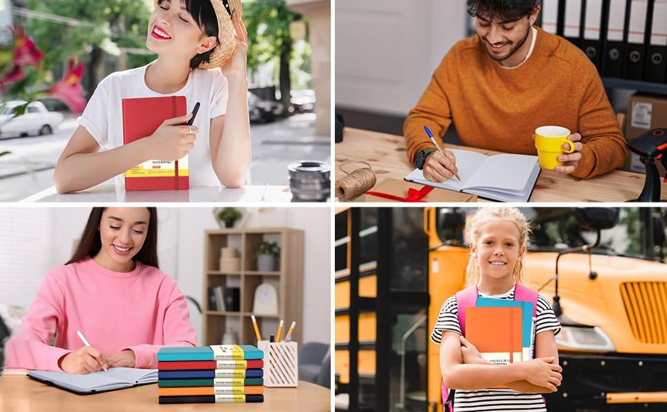 XRUNMIX 8 Packs Lined Notebook for Work, Journals for Writing, A5 Size (5.5" x 8.3"), 100gsm Thick Paper, Lined 160 Pages, Hardcover Classic Notebook for Journaling & Note-Taking- 8 Assorted Color - Image 6