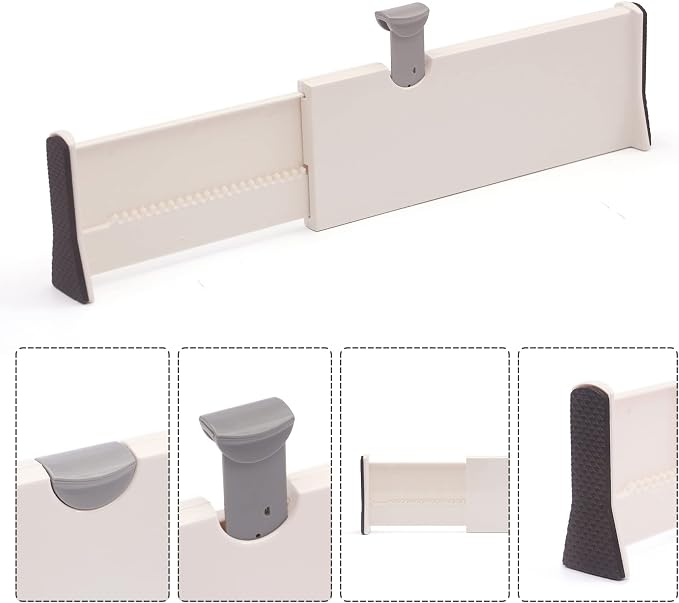 TENABORT Set of 8 Adjustable Drawer Dividers Organizer Separators Plastic Dresser Organizer for Bedroom, Bathroom, Closet, Office Desk, Kitchen Storage - Image 4