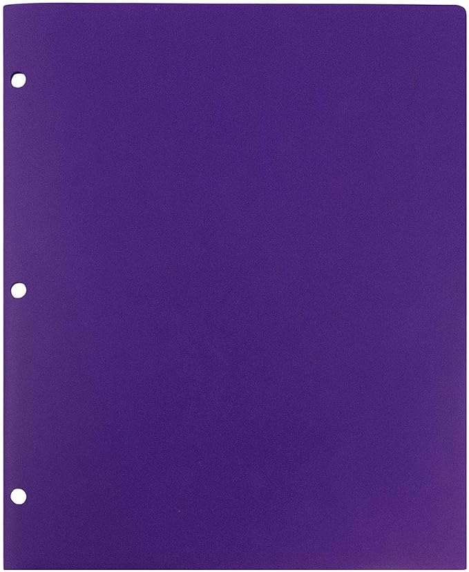 JAM PAPER Heavy Duty Plastic 3 Hole Punch Pocket Folders - Extra Tough School Folders - Purple - 6/Pack - Image 7
