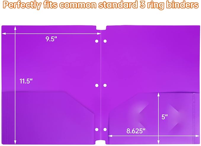 ShyLizard 6Pack Folders with Pockets,Plastic 2 Pocket Folders, Pocket Folders with 3 Holes for Letter Size Documents, Heavy Duty Plastic 2 Pocket for School Home Work and Office, Assorted Colors - Image 5