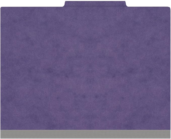 25 Pt. Pressboard Classification Folders, 2/5 Cut ROC Top Tab, Letter Size, 3 Dividers, Purple (Box of 10) - Image 3