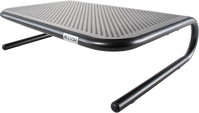 Allsop Metal Art Jr. Monitor Stand, 14-Inch Wide Platform Holds 40 lbs with Keyboard Storage Space - Pearl Black, 2 Pack by Allsop
