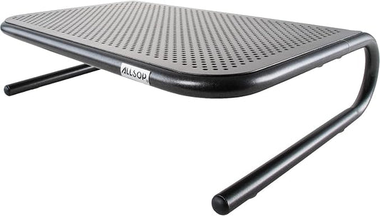 Allsop Metal Art Jr. Monitor Stand, 14-Inch Wide Platform Holds 40 lbs with Keyboard Storage Space - Pearl Black, 2 Pack by Allsop